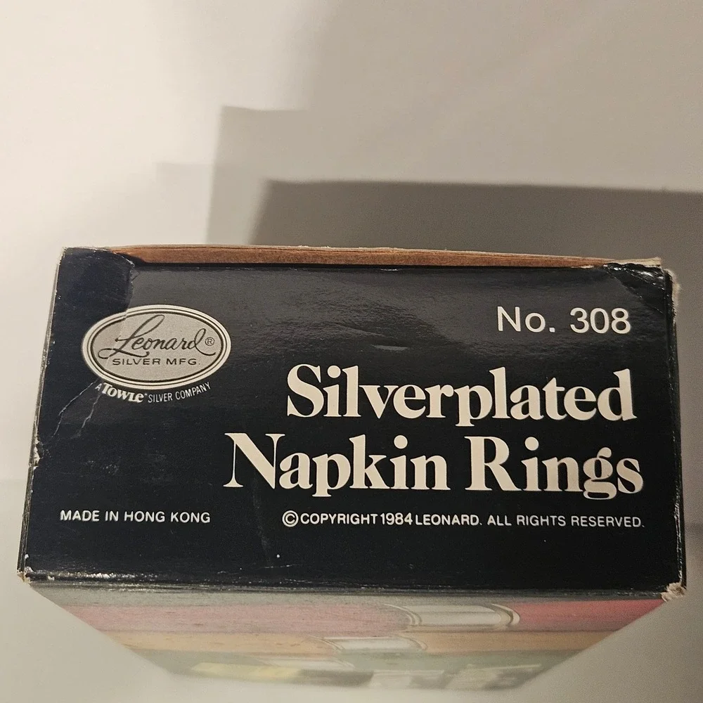 Leonard NWT Napkin Rings Set of 4 Silver Silverplated Vintage 1984 Round No. 308